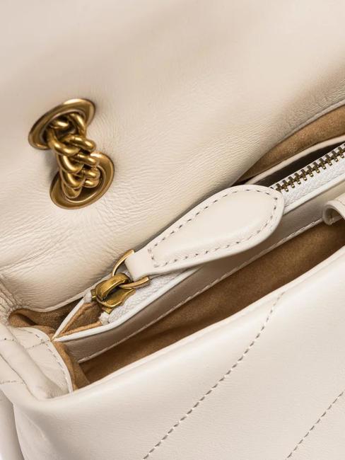 MINI LOVE BAG Sac en nappa blanc de soie-or antique - Sacs pour Femme