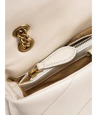 PINKO MINI LOVE BAG Sac en nappa blanc de soie-or antique - Sacs pour Femme - 5