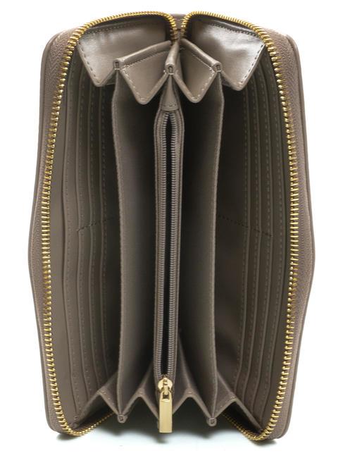 NEW OVAL T Grand portefeuille en cuir taupe - Portefeuilles Femme