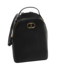 TWINSET OVAL T Sac &agrave; dos en cuir noir - Sacs pour Femme - 3