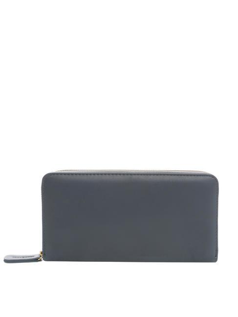 NEW OVAL T Grand portefeuille en cuir bleu gris - Portefeuilles Femme