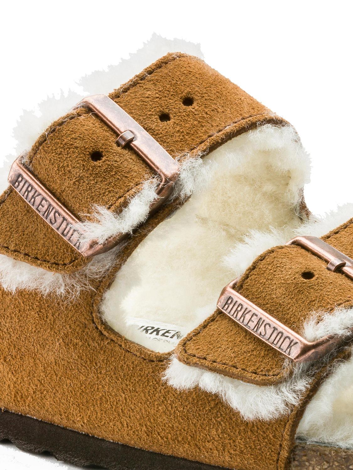 Birkenstock Arizona Shearling Sandale En Cuir Et Fourrure Vison Achetez A Prix Outlet