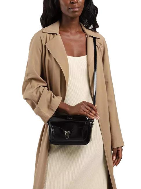 BEAT SHINY Sac bandouli&egrave;re en cuir Noir - Sacs pour Femme