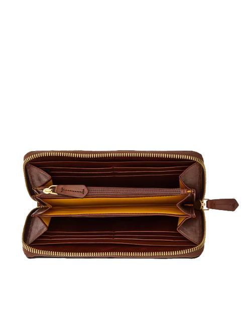 LUCREZIA Portefeuille en cuir zipp&eacute; MARRON - Portefeuilles Femme