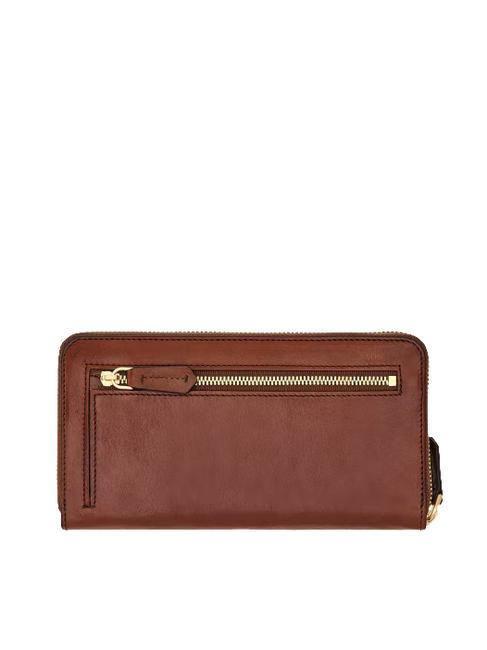 LUCREZIA Portefeuille en cuir zipp&eacute; MARRON - Portefeuilles Femme