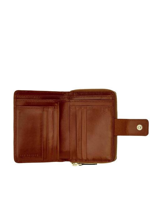 LUCREZIA Portefeuille compact en cuir MARRON - Portefeuilles Femme
