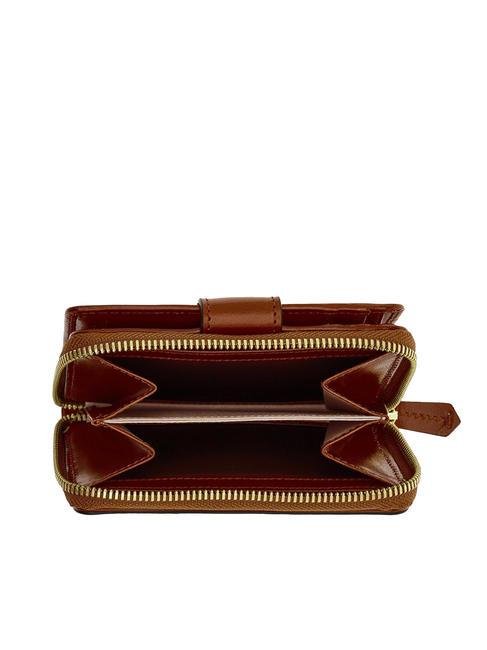 LUCREZIA Portefeuille compact en cuir MARRON - Portefeuilles Femme