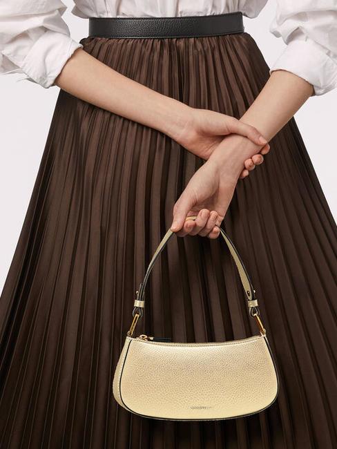 MERVEILLE Sac &agrave; bandouli&egrave;re en cuir textur&eacute; d'or - Sacs pour Femme