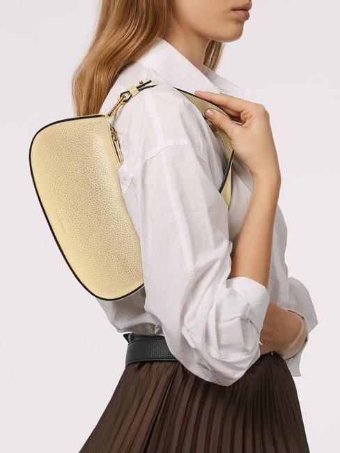 MERVEILLE Sac &agrave; bandouli&egrave;re en cuir textur&eacute; d'or - Sacs pour Femme