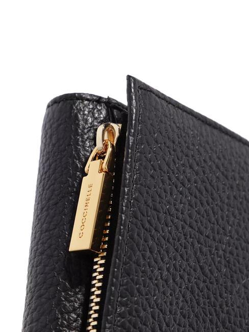 MYRINE Portefeuille moyen en cuir Noir - Portefeuilles Femme