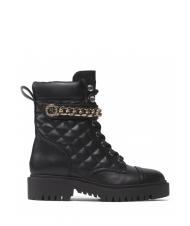 GUESS odysse stivaletto 3,7cm Bottes de combat matelass&eacute;es avec cha&icirc;ne NOIR - Chaussures Femme - 3