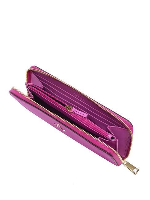 CAMELIA Grand portefeuille zipp&eacute; en cuir violet - Portefeuilles Femme