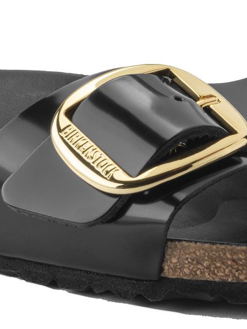 MADRID BIG BUCKLE Sandale en cuir verni briller en noir - Chaussures Femme