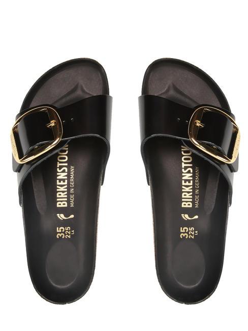 MADRID BIG BUCKLE Sandale en cuir verni briller en noir - Chaussures Femme