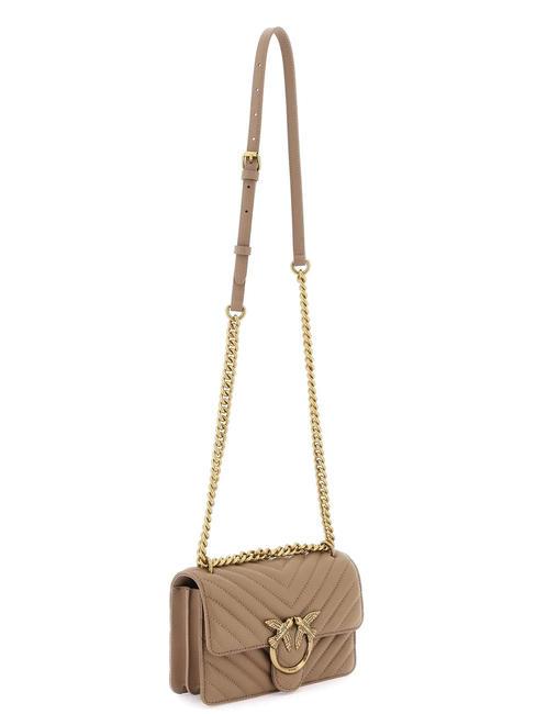 MINI LOVE BAG Un sac &agrave; chevrons biscuit au gingembre-or antique - Sacs pour Femme