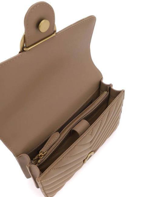 MINI LOVE BAG Un sac &agrave; chevrons biscuit au gingembre-or antique - Sacs pour Femme