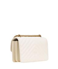 PINKO MINI LOVE BAG Un sac à chevrons blanc de soie-or antique - Sacs pour Femme - 3