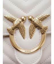 PINKO MINI LOVE BAG Un sac à chevrons blanc de soie-or antique - Sacs pour Femme - 4