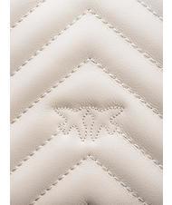 PINKO MINI LOVE BAG Un sac à chevrons blanc de soie-or antique - Sacs pour Femme - 5