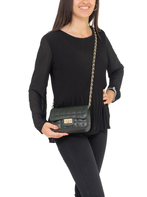 GIULIA Sac port&eacute; &eacute;paule &agrave; cha&icirc;ne en cuir Dollar vert fonc&eacute; - Sacs pour Femme