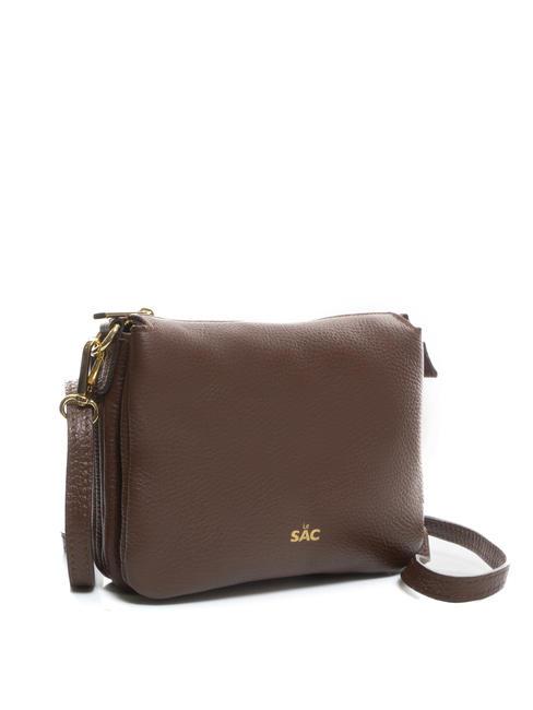 SIMONA Sac porté épaule en cuir Tris dollar moka - Sacs pour Femme