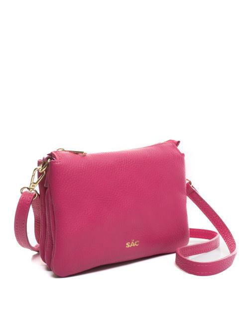 SIMONA Sac porté épaule en cuir Tris dollar fuchsia - Sacs pour Femme