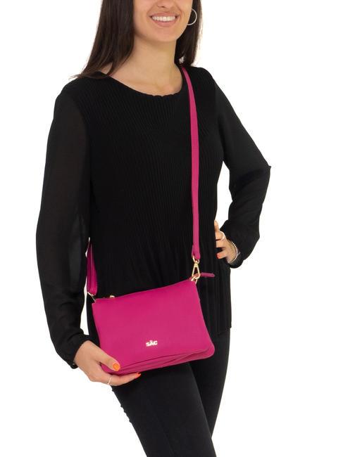 SIMONA Sac porté épaule en cuir Tris dollar fuchsia - Sacs pour Femme