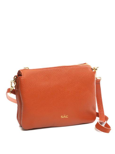 SIMONA Sac porté épaule en cuir Tris dollar papaye - Sacs pour Femme