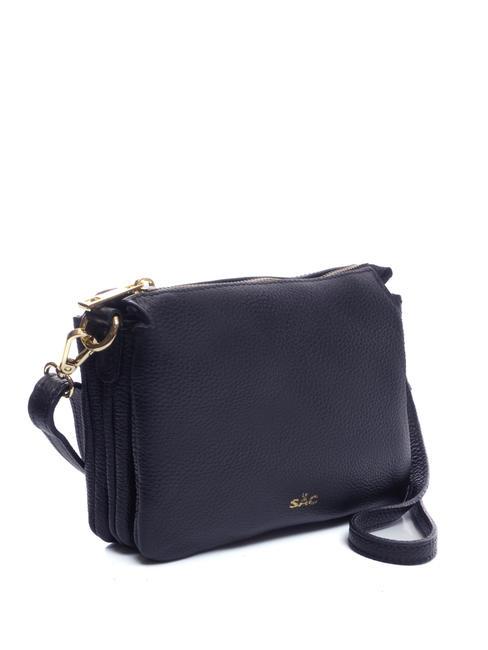 SIMONA Sac porté épaule en cuir Tris dollar nuit bleue - Sacs pour Femme