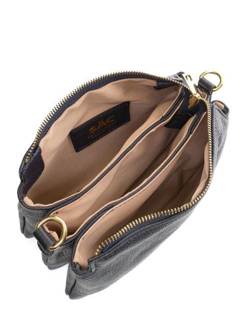 SIMONA Sac porté épaule en cuir Tris dollar nuit bleue - Sacs pour Femme