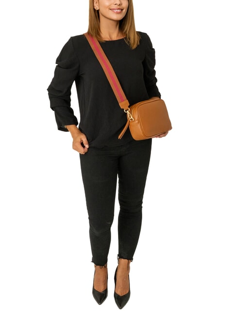 LUCIA Sac porté épaule double en cuir Dollar cuir foncé - Sacs pour Femme