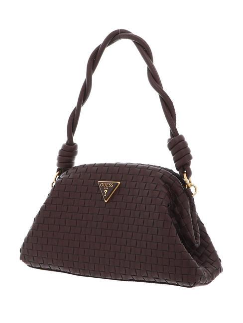 LISBET Pochette tiss&eacute;e acajou - Sacs pour Femme