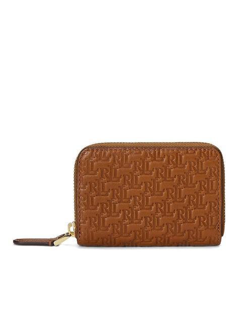 LOGO EMBOSSED Petit portefeuille zipp&eacute; en cuir lauren tan7 - Portefeuilles Femme