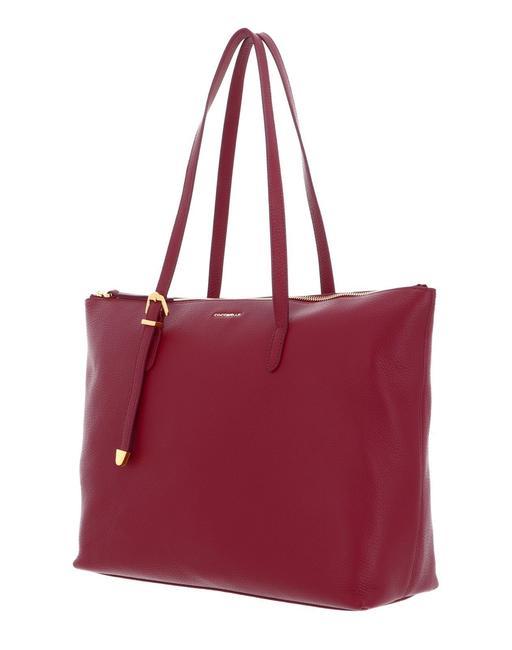 GLEEN Sac shopping en cuir rouge grenat - Sacs pour Femme