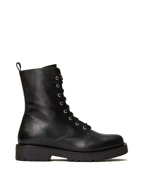 URBAN Bottes de combat en cuir noir - Chaussures Femme