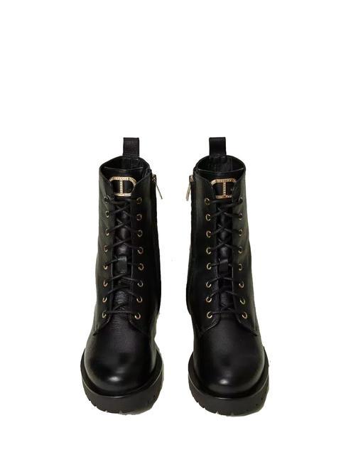 URBAN Bottes de combat en cuir noir - Chaussures Femme
