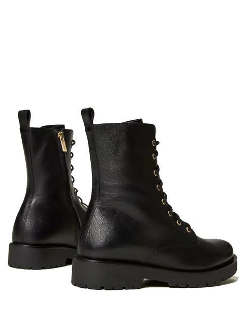 URBAN Bottes de combat en cuir noir - Chaussures Femme