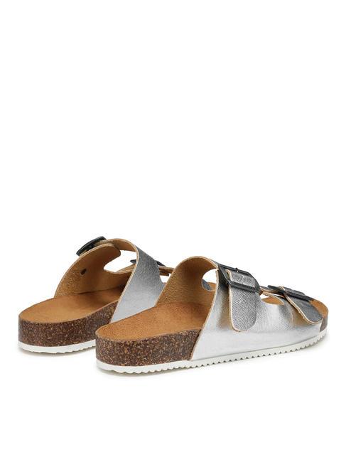 VEGA  Sandales en cuir lamin&eacute; avec deux boucles argent - Chaussures Femme