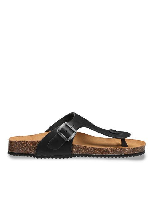 VEGA 2290 Sandale tong en cuir avec boucle noir - Chaussures Femme