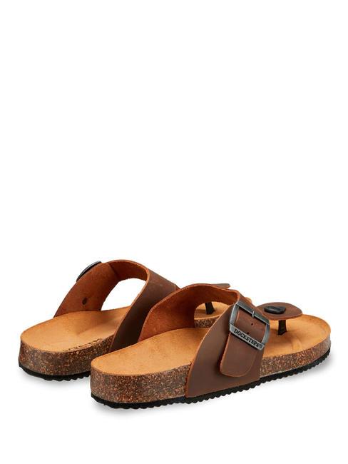 VEGA 2284 Sandale tong en cuir avec boucle marron fonc&eacute; - Chaussures Homme