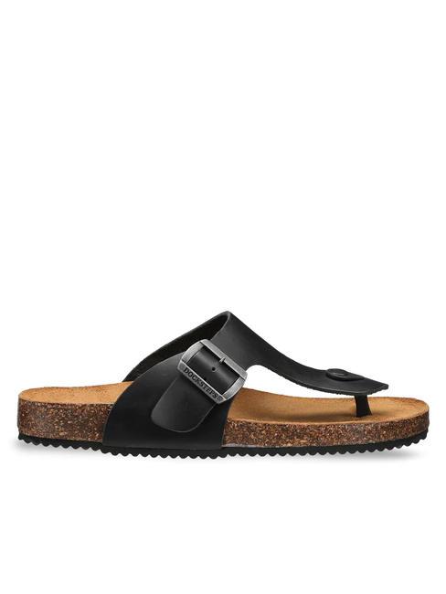 VEGA 2284 Sandale tong en cuir avec boucle noir - Chaussures Homme