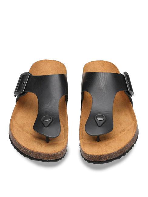 VEGA 2284 Sandale tong en cuir avec boucle noir - Chaussures Homme