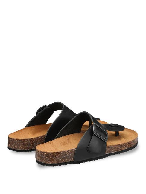 VEGA 2284 Sandale tong en cuir avec boucle noir - Chaussures Homme