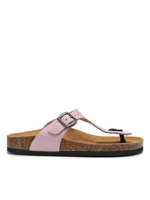 VEGA  Sandale tong en cuir su&eacute;d&eacute; rose - Chaussures Femme
