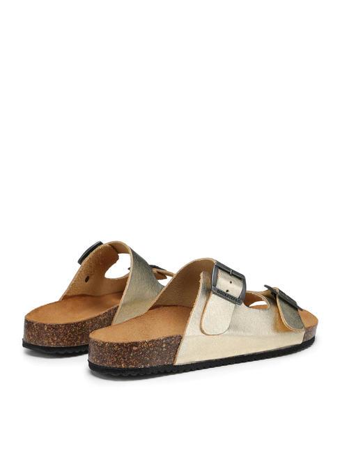 VEGA  Sandale en cuir lamin&eacute; avec deux boucles platine - Chaussures Femme