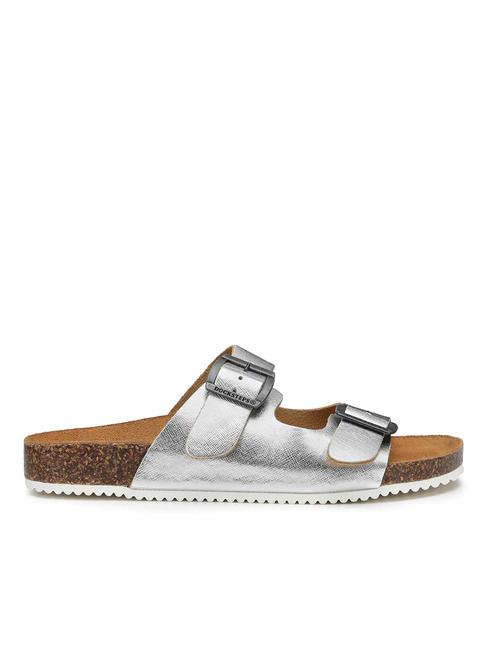 VEGA  Sandales en cuir lamin&eacute; avec deux boucles argent - Chaussures Femme