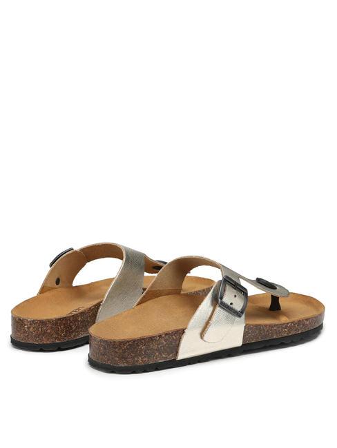VEGA 2290 Sandale tongs en cuir lamin&eacute; platine - Chaussures Femme