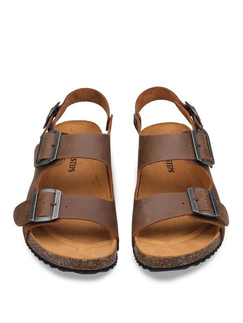 VEGA 2288 Sandale franciscaine en cuir marron fonc&eacute; - Chaussures Homme