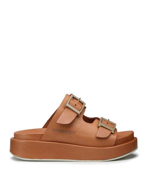 CATALINA Sandale chausson haut en cuir Cognac - Chaussures Femme