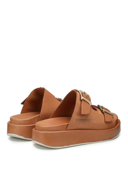 CATALINA Sandale chausson haut en cuir Cognac - Chaussures Femme